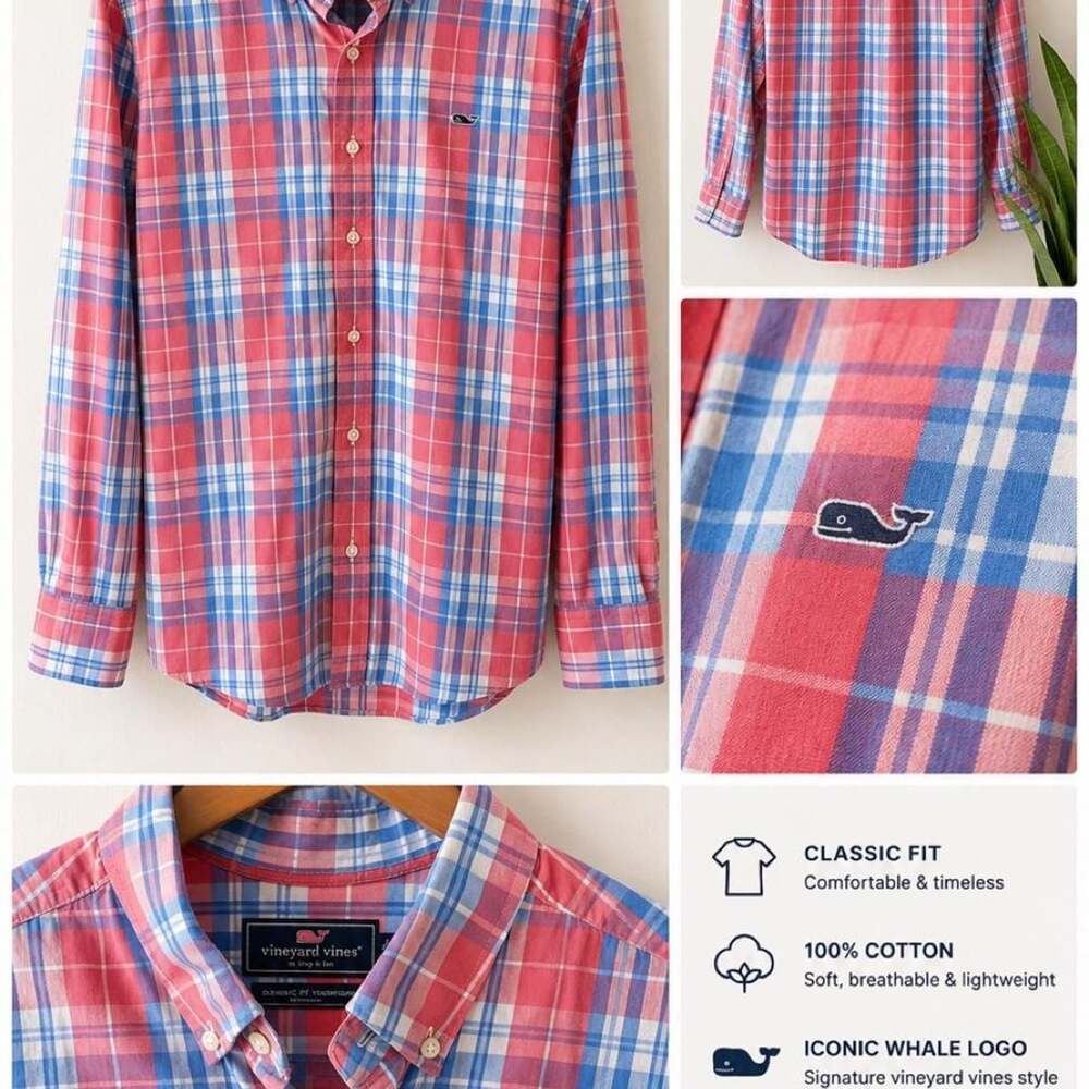 Vineyard Vines Classic Fit Plaid Cotton Button Down Shirt